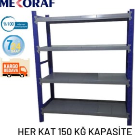 Resim Mekoraf Mekoraf Depo Raf 4 Katlı 2 Metre Boy 60 Cm Derinlik 165Cm En 