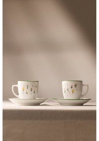 Resim Rakle Botanical Seramik 2'li Kahve Fincan Takımı 110 Cc Renkli 