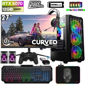 Resim Xaser Thunder X500 Ryzen 5 7500F 16GB Ddr5 Ram 512GB M.2 Nvme SSD 12GB RTX5070 27" 180Hz Oyuncu Bilgisayarı 