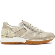 Resim Derimod Kadın Altın Bağcıklı Yandan Fermuarlı Deri Sneaker 25SFD370514 