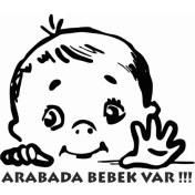 Resim Stickermarket Arabada Bebek Var Beyaz 