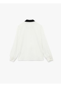 Resim Koton Regular Fit Kontrast Detaylı Uzun Kollu Klasik Yaka Gömlek Kırık Beyaz 6wak60096uw Ekru 