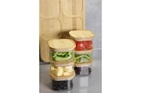 Resim Karokstore Kare Cam 6’lı Kahvaltılık Set – Bambu Kapaklı, Bambu Tepsili, Doğal Ahşap Sunum Tepsisiyle, Hava Geçirmez Vakumlu Kapaklı, Şık ve Sağlıklı Cam Kahvaltı Takımı (6 Lı Kare) 