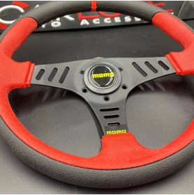 Resim carlone Momo Direksiyon 32cm Kırmızı Detaylı- Yarış Spor Direksiyonu 