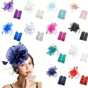 Resim D EXCEED 2 adet 50S Çay Partisi Aksesuar Seti Kadınlar için Fascinators Şapkalar Kısa Eldivenler ile Renkli Mor, Mavi, Yeşil, Pembe, Siyah ve Daha Fazlası 
