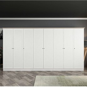 Resim Kale 8 Kapaklı 4ç Taçlı Dolap Beyaz Mebran Panjur Beyaz 190cm Beyaz 