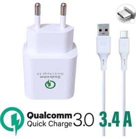 Resim General Mobile GM24 Uyumlu Uyumlu 18W 3.4A Qualcomm Turbo Hızlı Type-C Şarj Aleti (Orginal Subzero) 