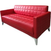 Resim Koltukstilim Parre Deri Üçlü Büro Kanepe Lobi Kanepesi Kırmızı 