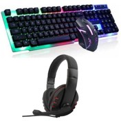 Resim Polygold Teknomarketim Klavye Ve Mouse Seti Gaming Oyuncu Mikrofonlu Kulaklık Pg6960 