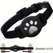 Resim 1 adet Ayarlanabilir Kedi Askısı Airtag Tutucu ile - Esnek, Dayanıklı Polyester, 17.78-27.94 cm, Kedi Baskı Tasarımı ile Siyah, Takip ve Güvenlik için Mükemmel, Kedi Aksesuarları, Pet Askısı | Kedi Baskı Tasarımı | Ayarlanabilir Askı, Pil Olmadan 
