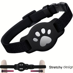 Resim 1 adet Ayarlanabilir Kedi Askısı Airtag Tutucu ile - Esnek, Dayanıklı Polyester, 17.78-27.94 cm, Kedi Baskı Tasarımı ile Siyah, Takip ve Güvenlik için Mükemmel, Kedi Aksesuarları, Pet Askısı | Kedi Baskı Tasarımı | Ayarlanabilir Askı, Pil Olmadan 