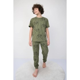 Resim Kısakollu Play Console Desenli Erkek Çocuk Pijama Takımı (Alt-Üst) 