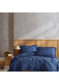 Resim Şaheser Jakarlı Yatak Örtüsü Çift Kişilik Enza Denim Diğer 