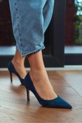 Resim Brenda Lacivert Süet Sivri Burun Kadın Stiletto 