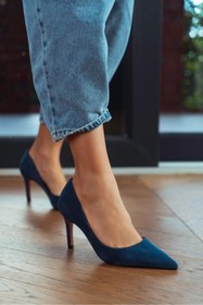 Resim Brenda Lacivert Süet Sivri Burun Kadın Stiletto 