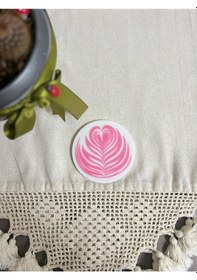 Resim Latte Desenli Bardak Altlığı Pembe 