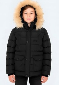 Resim Slazenger NAPOLI Unisex Çocuk Kapüşonlu Şişme Siyah Mont & Kaban 