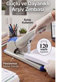 Resim Büyük Boy Zımba Makinesi 1 Adet Kangaro Ds-23s15fl Arşiv Tipi Zımba Makinası 120 Yaprak Kapasiteli Büro Zımba Teli Kollu 