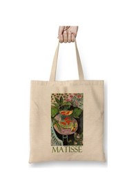 Resim Toyaso Goldfishı Henri Matisse Beyaz Bez Çanta Uzun Saplı Alışveriş Çantası Plaj Çantası Beyaz 