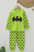 Resim Unisex Çocuk Yeşil Batman Desenli Pijama Takımı 