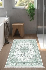 Resim Eko Trend Djt Banyo Paspası Yıkanabilir Kaymaz Taban P1372 Osmanlı P1372-Trend-Banyo, Yeşil, 60 x 100 