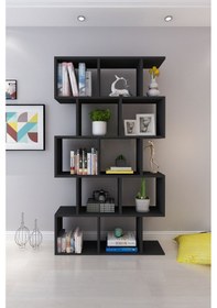 Resim Moonlife Rio Dekoratif Kitaplık Siyah 