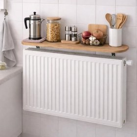 Resim Petek Üstü Dresuar 80x18cm Radyatör Rafı Kitaplık Oval Kenarlı Petek Üstü Antre Mutfak Salon Rafı Atlantik Çam 