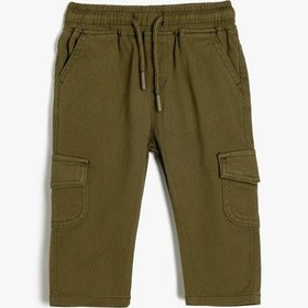 Resim Koton Kargo Pantolon Beli Bağlamalı Cepli Pamuklu Haki 5wmb40002tw Haki 