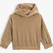 Resim Erkek Bebek Dokulu Kapşonlu Basic Sweatshirt Manşetleri ve Beli Lastikli 