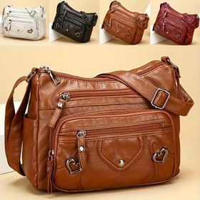 Resim Kesin Lily Kadınlar İçin Vintage Sentetik Deri Çanta, Ayarlanabilir Omuz Askısı, Çoklu Fermuarlı Bölmeler ve Kalp Kesim Tasarım - İş, Alışveriş ve Günlük Kullanım İçin Tek Renkli Çanta (Çeşitli Renk Seçenekleri) 