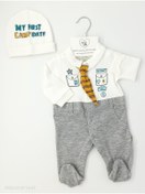 Resim Tongs Baby The Cub Scout Gri Organik Pamuk Şapkalı Kravatlı Tulum 