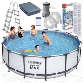 Resim Bestway 56438 Prefabrik Büyük Aile Havuzu Filtreli Merdivenli Set 457x122cm 