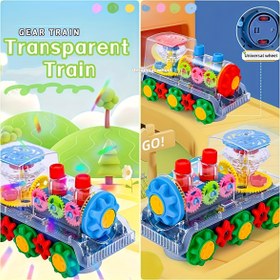 Resim Şeffaf Oyuncak Tren - 360° Dönebilir ve Müzikal Işık Efektli (Pil Dahil Değildir) 