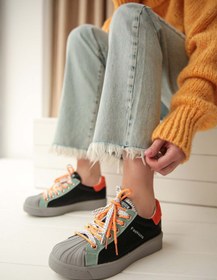 Resim Efal Shoes Guja Renkli Bağcık Siyah Günlük Kadın Sneaker 