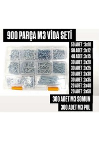 Resim 900 Adet Ysb Metrik 3 Vida Somun Pul Seti 3x10/3x12/3x15/3x20/3x25/3x25/3x30/3x35/3x40/3x50 0.3 MM 