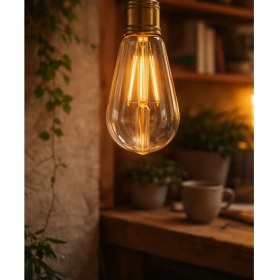 Resim Ack 4W LED Rustik Ampul ST64, 2700K Sarı Işık, E27 Duy 