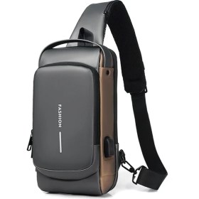 Resim Weixier X306 Erkek Omuz Çantası USB Şarj Portu X306 Gri Altın (Yurt Dışından) 