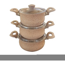 Resim Oms 6 Parça Granit Güveç Set Sütlü Kahve 