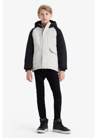 Resim Defacto Erkek Çocuk Su İtici Kapüşonlu Polar Astarlı Parka E9386a825wngr503 Gri-gr503 