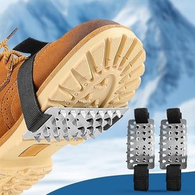 Resim Orta Taban Tutuşlu Kramponlar, Galoş Orta Taban Kramponlar,Kar ve Buz için Kaymaz Tutuş Kramponları | Paslanmaz Çelik Orta Taban Ayakkabı Çivileri, Erkek, Kadın Ayakkabı Bot Kramponları 
