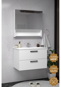 Resim Teta Home Batum 80 Cm Mdf Banyo Dolabı Seti Beyaz Beyaz 