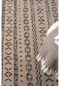 Resim Gaia Bej Halı Yıkanabilir Kaymaz Taban Şönil Kilim Dokuma Pamuk Taban Kilim 10351 Bej 