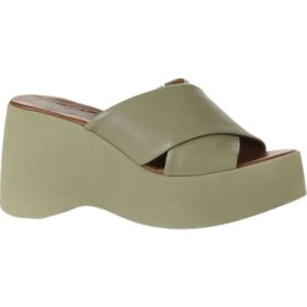 Resim Bueno Shoes Haki Deri Kadın Dolgu Topuklu Terlik 01WY9005 01WY9005 