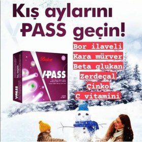 Resim Balen V-Pass Kara Mürver, Beta Glukan, Zerdeçal, Çinko ve C Vitamini 1000 Mg 30 Tablet 