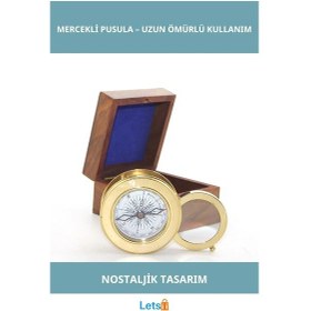 Resim Ahşap Kutulu Pirinç Mercekli Pusula 7x3 Cm 1 Adet 
