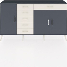 Resim Arges Konsol 3 Raflı 6 Çekmeceli 3 Kapaklı 176x30x99 Antrasit-antrasit/aytaşı Antrasıt/aytası - Antrasıt 
