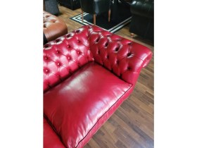 Resim 3A Mobilya New Premium Burgundy Hakiki Deri Chesterfield 
