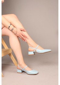 Resim Sasara Taş Tokalı Arkası Açık Babet Mavi-7916 Mavi 