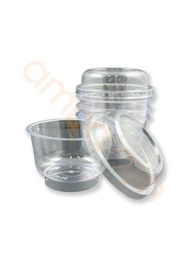 Resim Ambalajın 100 Adet Kapaklı Ayaklı Kristal Plastik Tatlı Kasesi 200cc Kullan At – Magnolya, Dondurma, Supangle 