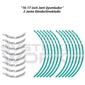 Resim Bajaj Rs200 Jant Sticker Dış Ve İç Set Sticker Jant Şeridi Turkuaz 16860442 
